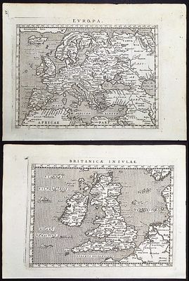 Magini's Ptolemy, pub. 1596 - 5 Maps of Europe, British Isles (England, Ireland, Scotland) 