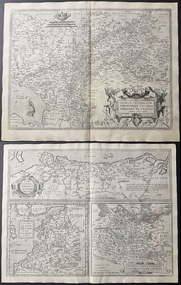 Ortelius - 3 Engravings: Frontispieces & Maps of Netherlands & Poland. Included in this lot: Map 