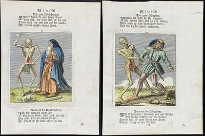 Merian - Pair of Dance of Death Engravings. This rare and early engraving is from Matthaus 