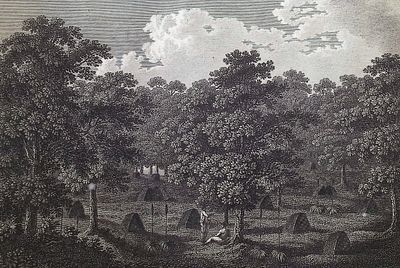 Vancouver, Australia - Deert Indian Village in King George III Sound, Coast of New Holland 