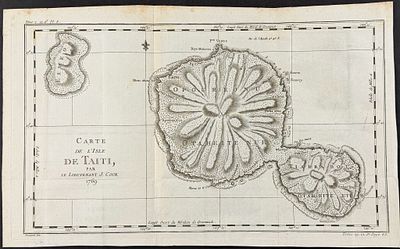 Prevost - Map of Tahiti. This fine engraving is from Antoine-Francois Prevost d'Exiles's 