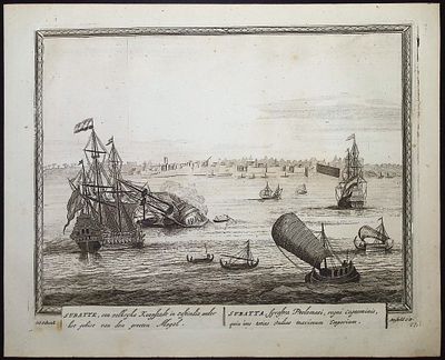 Schenck -View of Surat, India (Surat). 77. This historic engraved city or port view is from 