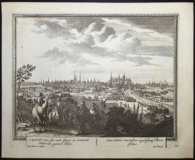 Schenck -View of Krakow, Poland (Krakau). 44. This historic engraved city or port view is from 