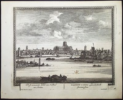 Schenck -View of London, England (Londen). 48. This historic engraved city or port view is from 