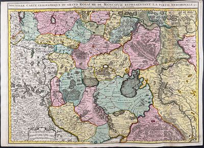 Visscher - Map of Moscow, Russia. This exceptional map with beautiful original hand-coloring is 