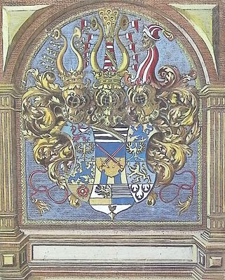 De Bry - Family Crest or Shield. This significant, historic engraving is from Theodor de Bry 