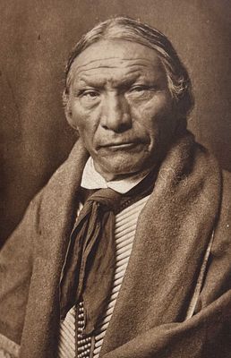 Edward Curtis - Cheyenne Man. This moving photogravure in quarto size is from Edward Curtis's 