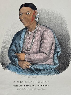 Lewis - A Winnebago Squaw, Wife of O'-Check-Ka or Four Legs. This originally hand-colored 
