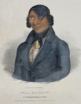 Lewis - Waa-Ba-Shaw, A Celebrated Sioux Chief. This originally hand-colored lithograph is from 