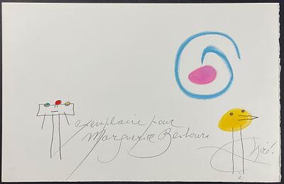 Miro, Rare, Signed - Justification Page (Illustration of the Childhood of Ubu). This whimsical 