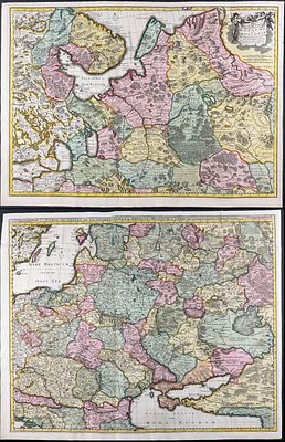 Visscher - Pair of Maps with Poland, Turkey, & Moscow, Russia. This exceptional map with 