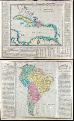Carey & Lea, First Ed - 14 Maps of South America, Mountain Ranges, & Rivers. This hand-colored 