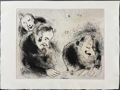Chagall - The "Bribe" - Le "Pot de Vin". This beautifully illustrated, original etching by Marc 