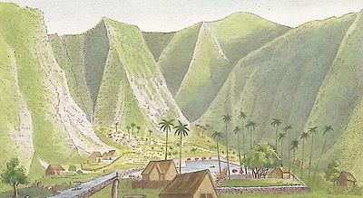 Ellis, Hawaii - The Valley of Waipio, from the Sand Hills on the Beach (Valley of the Kings) 