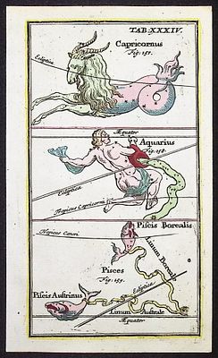 Rost - Celestial or Astronomy Engraving of Capricornus, Aquarius, Pisces. This charming 