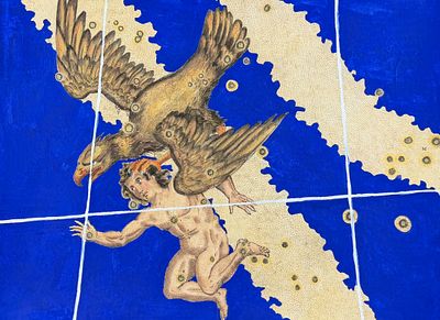 Bayer - Constellation or Star Chart of Aquila (Eagle) and Child. Perhaps the most influential 