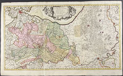 Visscher - Map of Utrecht, Netherlands. This exceptional map with beautiful original 