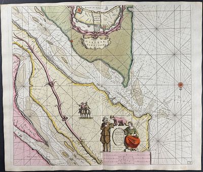 Van Keulen, Rare - Coastal Chart of Mouth of the Garonne. This extraordinary, originally 