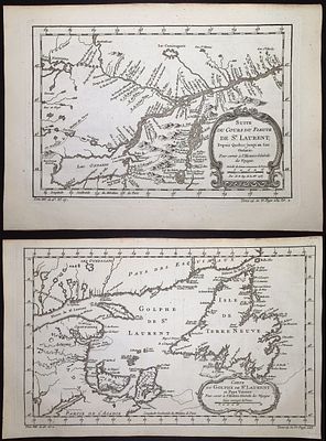 Prevost - 3 Maps of Saint Lawrence River, Canada. This fine engraving is from Antoine-Francois 