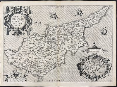 Ortelius, pub. 1575 - Map of Cyprus. This stunning folio map is from Abraham Ortelius's Theatrum 