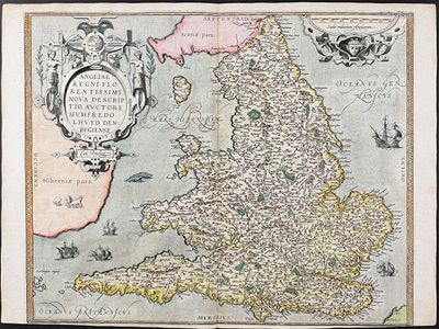 Ortelius, pub. 1575 - Map of England. This stunning folio map is from Abraham Ortelius's 