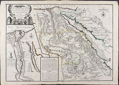 De Fer - Map of the course of the Nile River from the Mediterranean to its source in Abyssinia 
