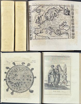 La Croix's Geographia Universalis - Two Volumes with 17 Maps, 55 Engravings, & 4 Frontispieces. T 