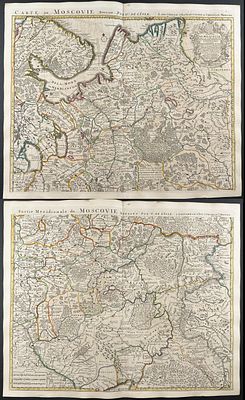 De L'Isle - Pair of Maps of Russia, Moscow, Ukraine. Included in this lot: Map of North Muscovy 