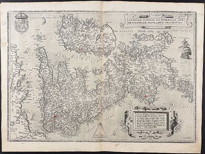 Ortelius, pub. 1575 - Map of the British Isles (England, Scotland, Ireland). This stunning folio 