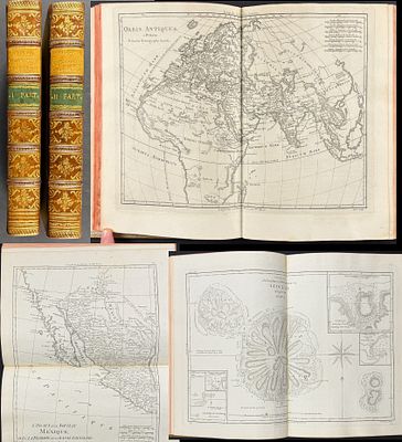 Bonne & Desmarest's Atlas Encyclopedique - Two Volumes with 140 Engraved Maps & 2 Frontispieces. 