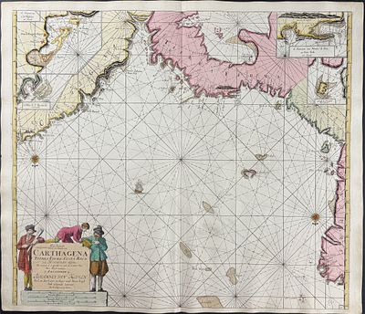 Van Keulen, Rare - Coastal Map from Coasta Rico to Honduras (Cartagena). This extraordinary 