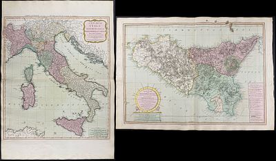 Laurie & Whittle - Pair of Maps of Italy & Sicily. Included in this lot: Map of Sicily [The 