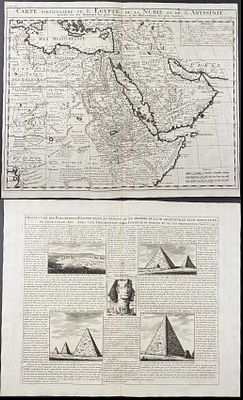 Chatelain - 5 Engravings of Egypt, Nile, Pyramids, Cairo. Included in this lot: Map of Egypt 