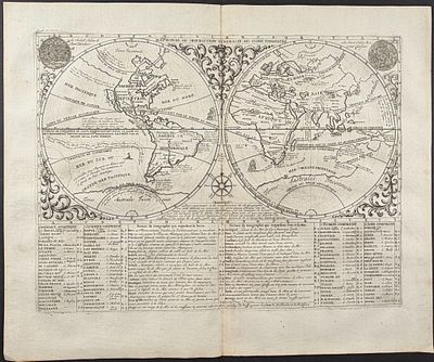 Chatelain - Map of the World with Insets of the Surface of the Sun & Moon. This historic 