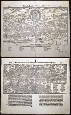 Munster, pub. 1598 - 3 Engravings of Germany & Switzerland. Included in this lot: View of 