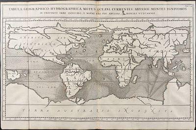 Kircher, pub. 1682 - Map of the World. This scientific engraving is Athanasius Kircher's 
