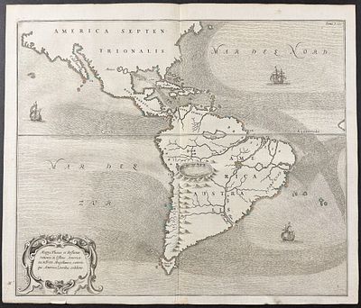 Kircher, pub. 1682 - Map of North America. This scientific engraving is Athanasius Kircher's 