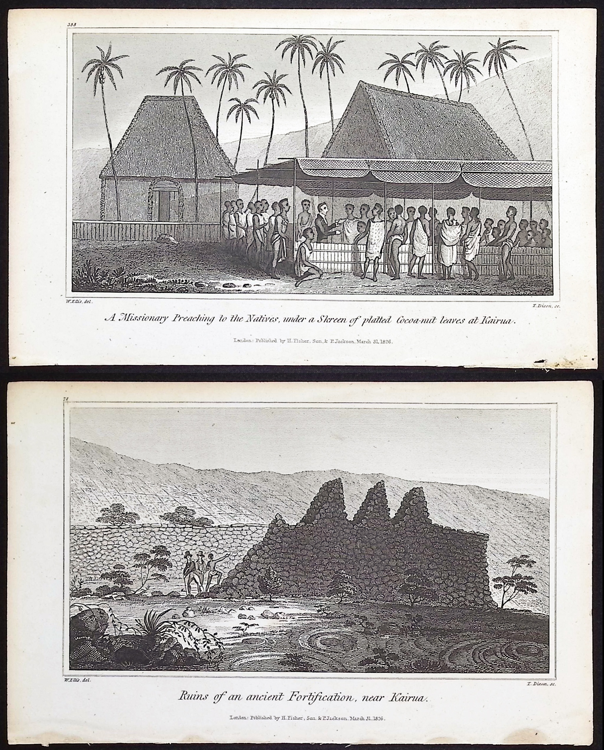 Ellis, Hawaii - Pair of Engravings of Kairua