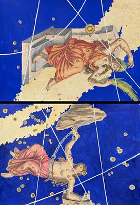 Bayer - Pair of Constellation or Star Charts of Cassiopeia & Andromeda. Perhaps the most 