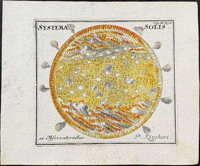 Thomas - Surface of the Sun. This celestial engraving is from Corbinian Thomas's Mercurii 