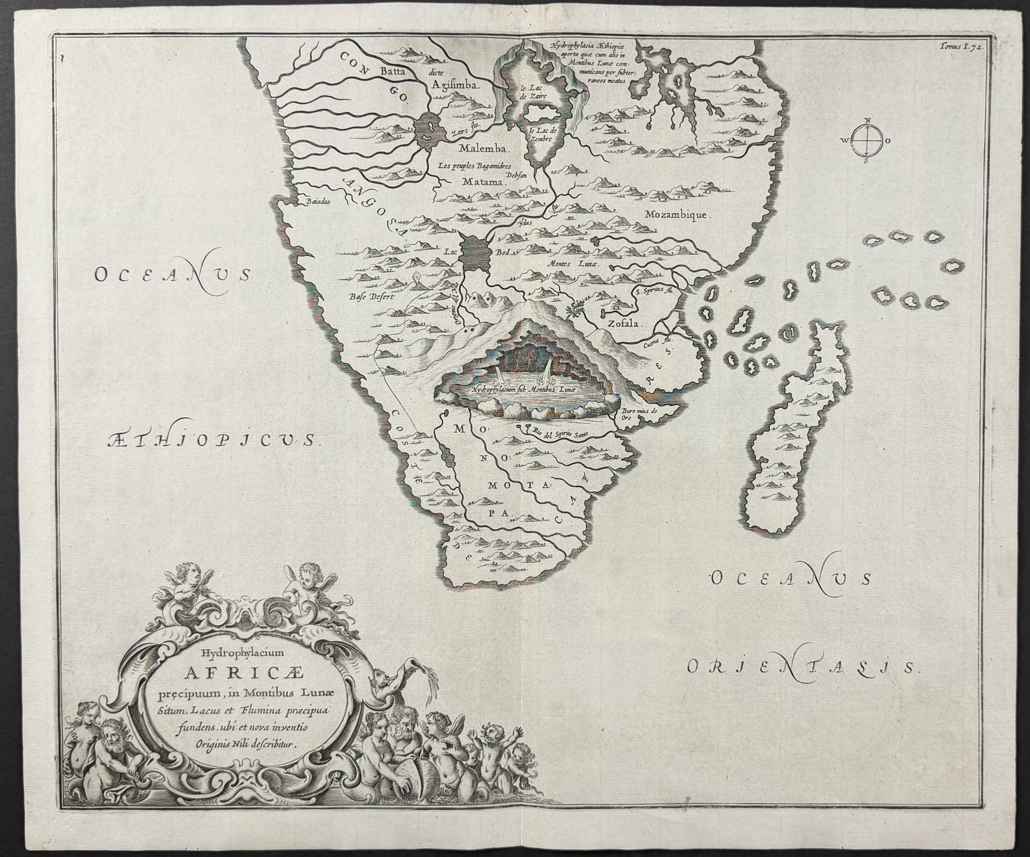 Kircher, pub. 1682 - Map of South Africa with Madagascar