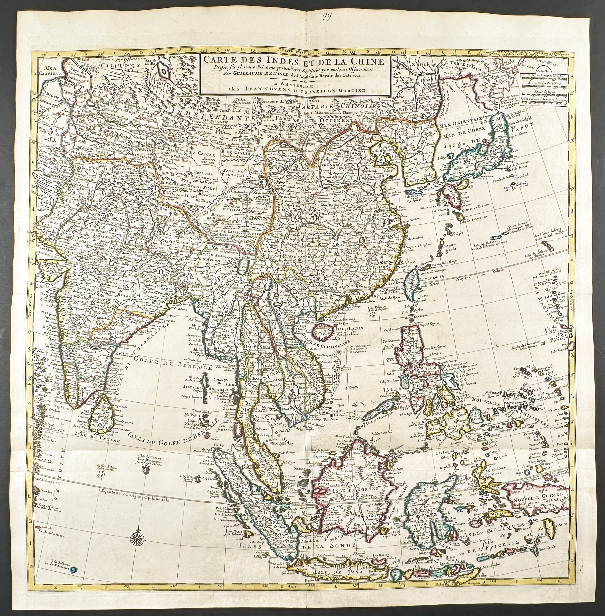 De L'Isle - Map of Eastern Asia with India, China, Japan, & East Indies