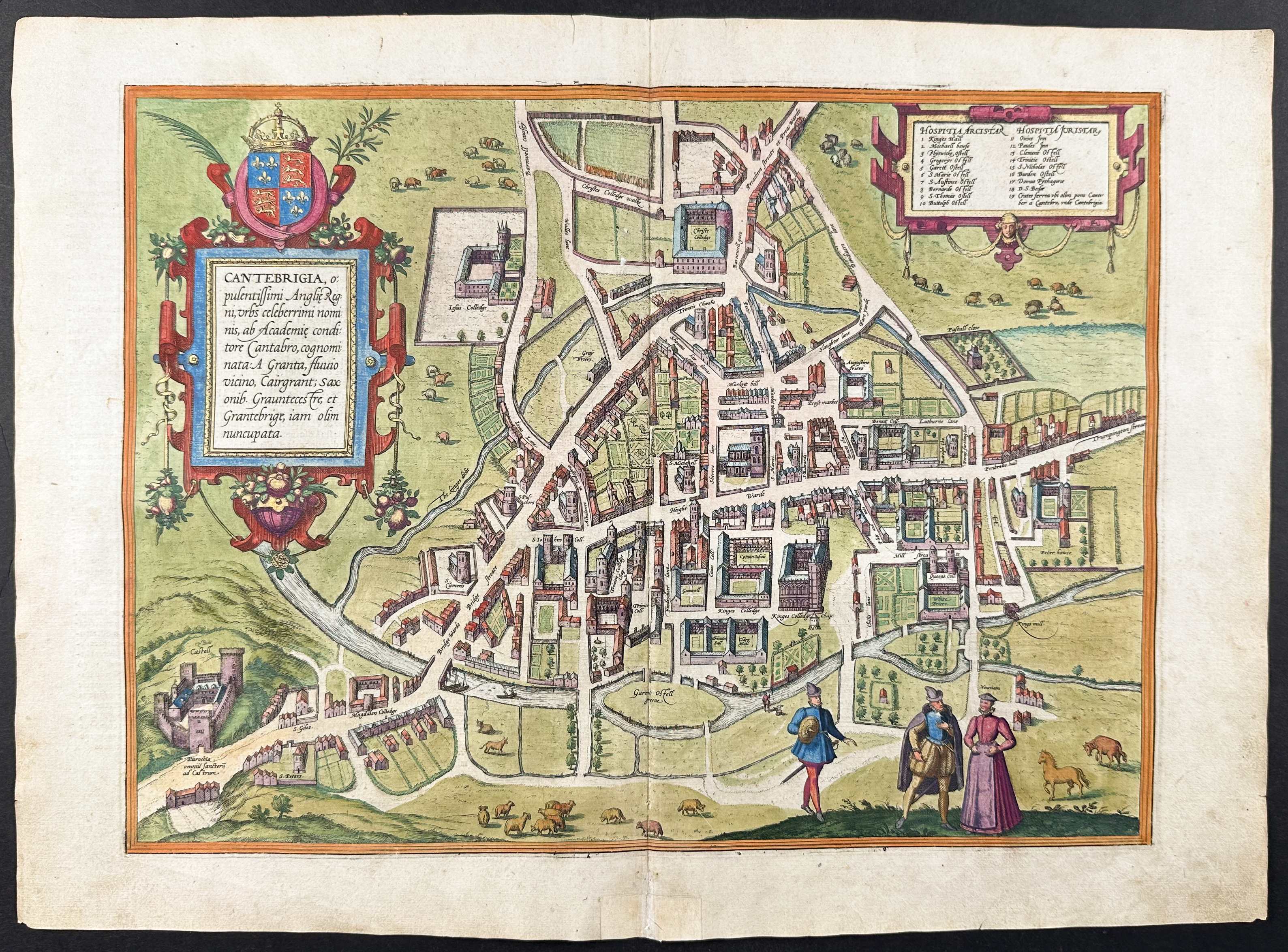 Braun & Hogenberg, pub. 1575 - View of Cambridge, England