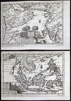 Van der Aa - 8 Engravings of India, Asia, Middle East. This rare historic engraving is by Pieter 