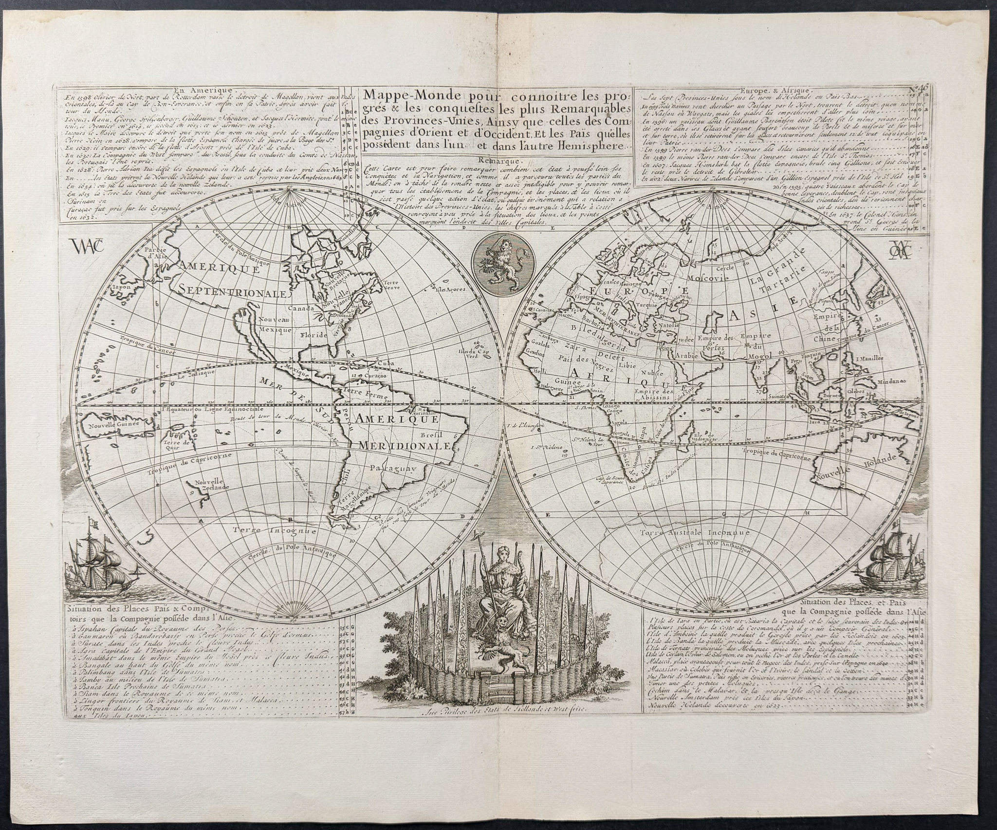 Chatelain - Map of the World with New Holland (Australia) & New Zealand in Outline