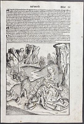 Schedel, pub. 1493 - Adam & Eve with Cain & Abel (illustrated by Michael Wolgemut) / Verso: 