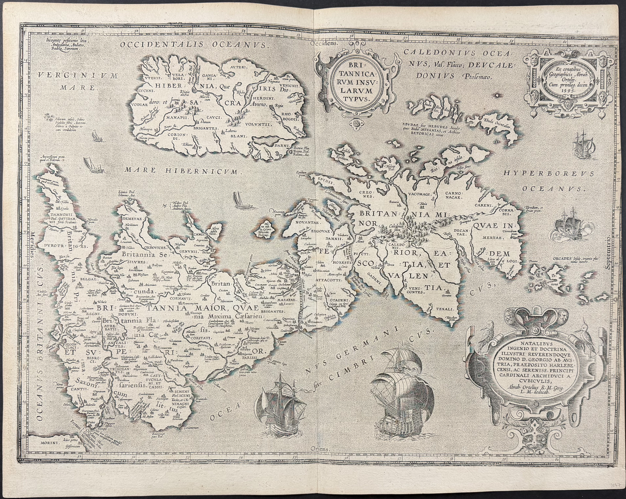 Bertius's Ptolemy, pub. 1618 - Map of the British Isles (England, Ireland, Scotland)