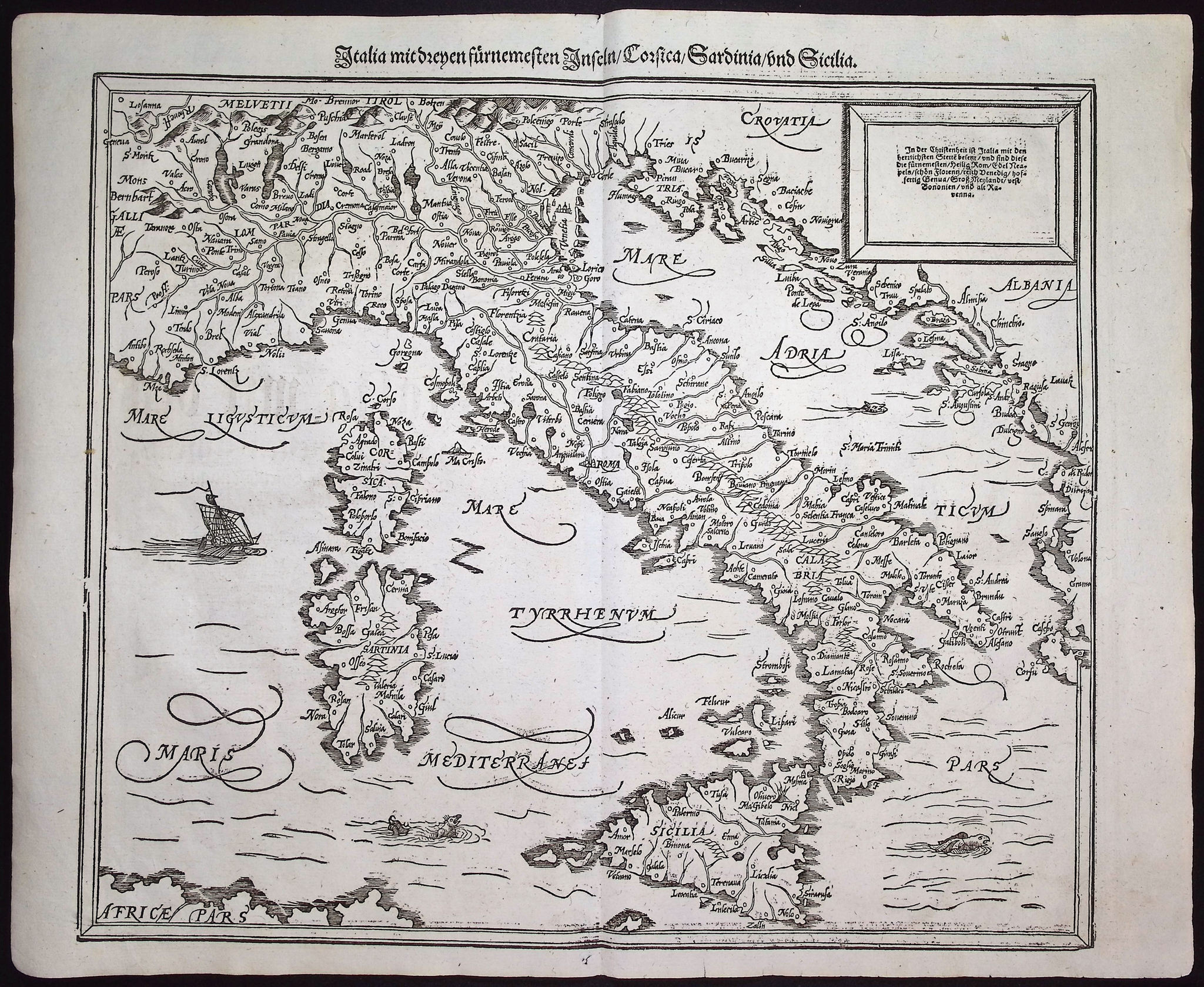 Munster, pub. 1574 - Map of Italy