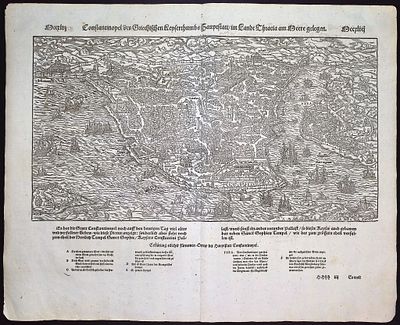 Munster, pub. 1574 - View of Constantinople (Istanbul), Turkey. This very old woodcut is from 