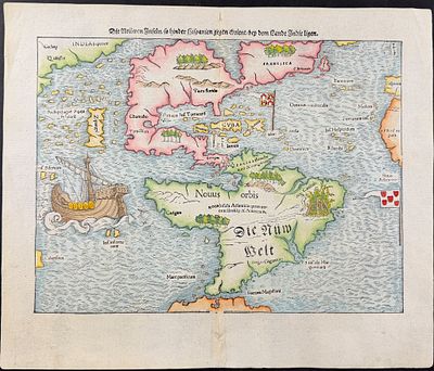 Munster, pub. 1574 - Map of the Americas. About the map: This map "sealed the fate of 'America' 
